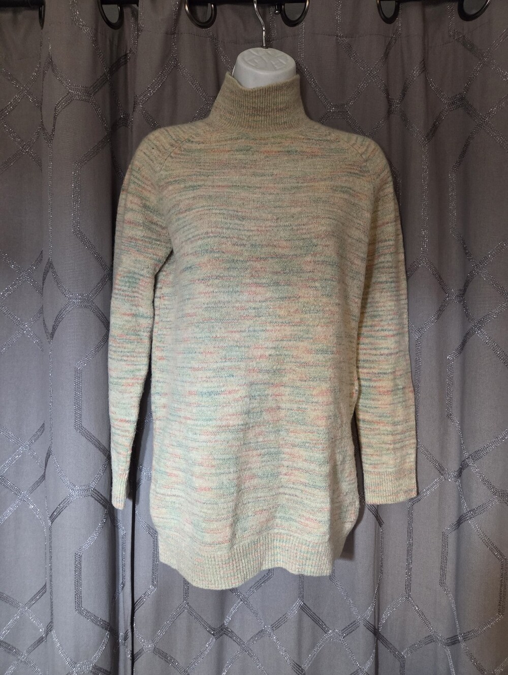 Missoni Pastel Cream Pink Green Turtleneck Sweater 40 S